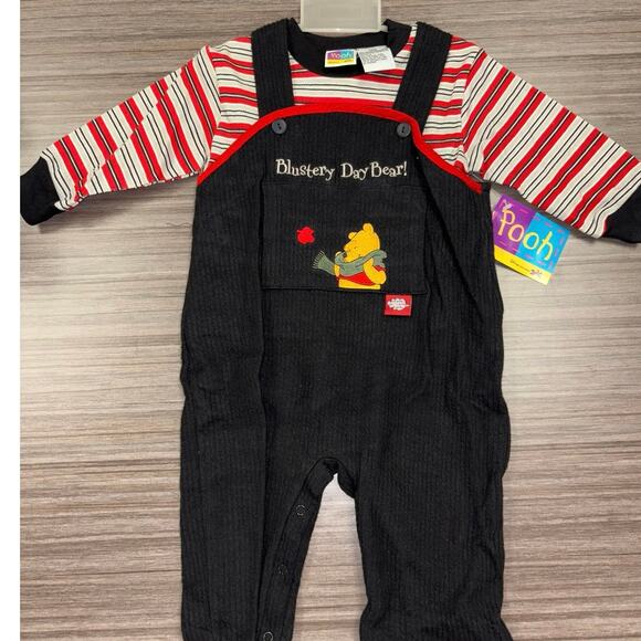 Disney Other - Vintage Disney Pooh "Blustery Day Bear" Overalls Set – 12M – NWT